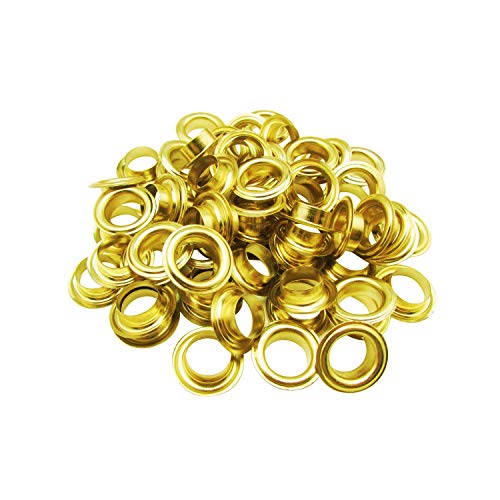 Trimming Shop 100 X Hell Gold Ösen Und Scheiben - 15mm Größe - Set Mit Tüllen für Bekleidung & Leder Handarbeiten - Nähen Und Kurzwaren von Trimming Shop