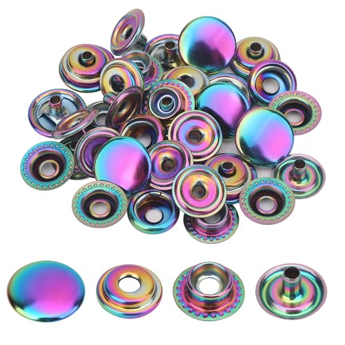 Trimming Shop 12 mm Regenbogen-Druckknöpfe, 4-teilig, langlebig und leicht, Metall-Druckknöpfe für Jacken, Jeans, Lederhandwerk, Riemen und Nähprojekte, Kleidungsreparatur, 10-teiliges Set von Trimming Shop