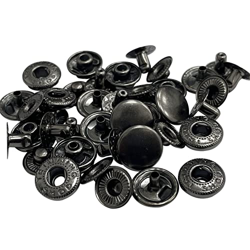 Trimming Shop 12 mm S-Federdruckknöpfe, 4-teilig, langlebig und leicht, Metall-Druckknöpfe für Jacken, DIY-Lederhandwerk, Nähen, Kleidung, Geldbörsen, Gunmetal Black, 100 Stück von Trimming Shop