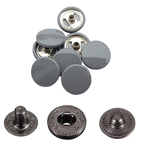 Trimming Shop 15 mm S-Feder-Druckknöpfe, 4-teilig, langlebig und leicht, Metall-Druckknöpfe für Jacken, Jeans, Lederhandwerk, Riemen und Nähprojekte, Kleidungsreparatur, grau, 10 Stück von Trimming Shop