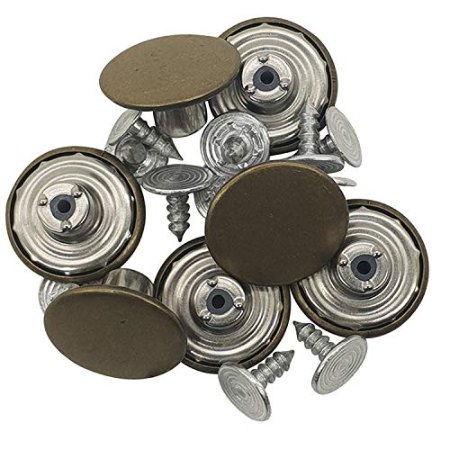 Trimming Shop 17mm Messing Jeans Button, Durable Tack Verschlussknöpfe mit Back Pins Niet für die Reparatur von Kleidung, Jeans, Jacken, Röcke, Bronze Plain, 100 Stück Set von Trimming Shop