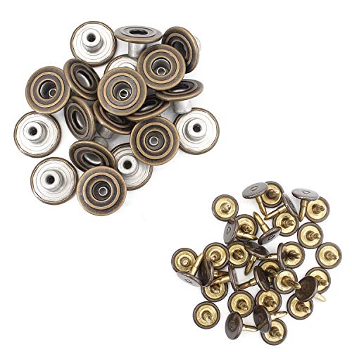 Trimming Shop 17mm Messing Jeans Knopf, strapazierfähiger Reißverschluss Knöpfe mit Rückennadeln Niet für die Reparatur von Kleidung, Jeans, Jacken, Röcke, Bronze, 100 Stück Set von Trimming Shop