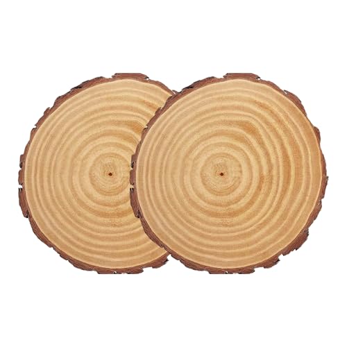 Trimming Shop 2 Stück Naturholzscheiben, 16–17 cm, unlackierte Holzkreise, nicht bohrende Holzscheiben für Bastelarbeiten, Weihnachtsuntersetzer, Hochzeitsdekorationen, Gravur und personalisierte von Trimming Shop