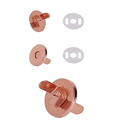 Trimming Shop 2 x 18 mm Roségold-Magnetverschluss für Geldbörsen, Taschen, Handwerk, Verschluss mit männlichen und weiblichen Teilen – Druckknopfverschluss mit 2 Unterlegscheiben aus Metall von Trimming Shop