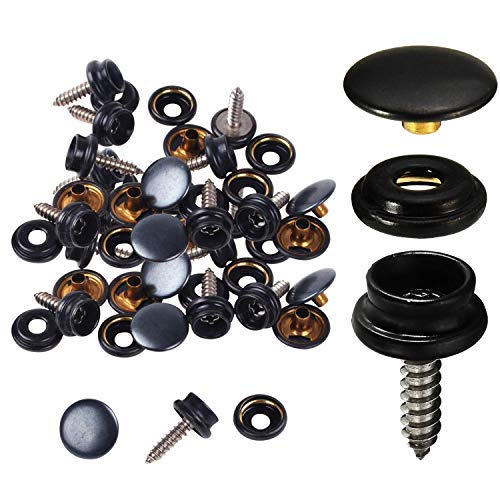 Trimming Shop 20 X 15mm Schwarz 3 Part Druckknopf mit Schraube für Heavy Duty Druckknöpfe für Bekleidung und Zubehör Hinzufügen Sicherer Verschluss für Jacken, Jeans, Beutel, und Andere Nähen Projekte von Trimming Shop