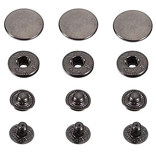 Trimming Shop 20 mm S-Federdruckknöpfe, 4-teilig, langlebig und leicht, Metall-Druckknöpfe für DIY-Lederwaren, Jacken, Reparatur-Kleidung, Geldbörsen, Gunmetal, 50 Stück von Trimming Shop