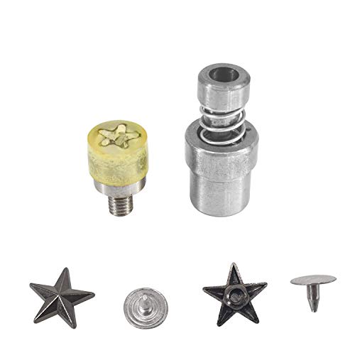 Trimming Shop 20 mm Stern-Nieten-Befestigungs-Set für universelle grüne Handpressmaschine, sternförmige Punk-Nieten, Stanzform für Kleidung, DIY-Projekte, Stoffgestaltung, Lederhandwerk von Trimming Shop