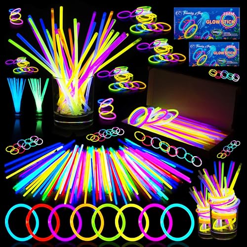 Trimming Shop 200 stuck Knicklichter Party Set für Kinder, Leuchtstäbe mit Verbinder stellen Leuchtende Neon Halsketten, Armbänder, Halloween mitgebsel kindergeburtstag, Deko & Festival Zubehör von Trimming Shop