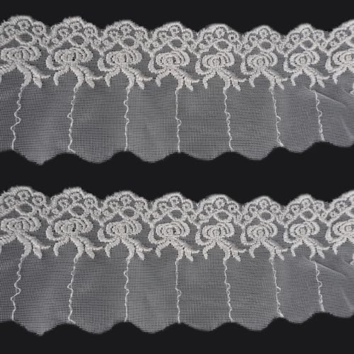 Trimming Shop 25 Meter Florales Spitzenband Blumenmuster Vintage Stil Häkeln Stickerei Spitzenbesatz Zierband Bordüre zum Nähen Kleidung Dekoration Scrapbooking 70mm breit von Trimming Shop