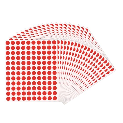 Trimming Shop 2640 Dot Sticker | 20 Pack Bunte Punkte Aufkleber, 13 mm runder Aufkleber | runde Form selbstklebende Etiketten für Farbkodierung Kalender Organisieren DIY Handwerk Geschenktüten - Rot von Trimming Shop