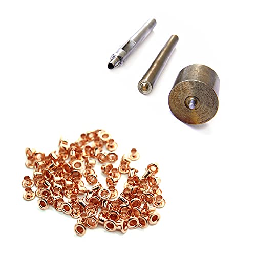 Trimming Shop Ösen-Set, 100 Set 2-mm-Ösen mit 3-teiligem Montagewerkzeug-Set, Ösenstanz-Werkzeugset für Heimwerkerprojekte, Lederhandwerk, Stoff, Scrapbook, Roségold von Trimming Shop