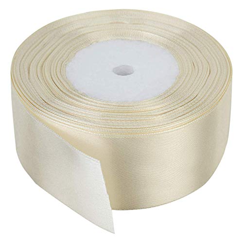 Trimming Shop 40mm x 25 Metres Doppelseitiges Band, Satinband für Geschenkverpackungen, zum Basteln von Haarschleifen, Hochzeit, Basteln, Nähen, Weihnachtsdekoration, Crema von Trimming Shop