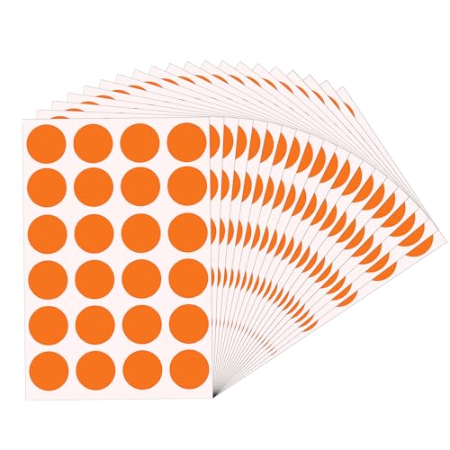 Trimming Shop 480 Dot Sticker | 20 Pack Bunte Punkte Aufkleber, 32 mm runder Aufkleber | runde Form selbstklebende Etiketten für Farbkodierung Kalender Organisieren DIY Handwerk Geschenktüten - orange von Trimming Shop