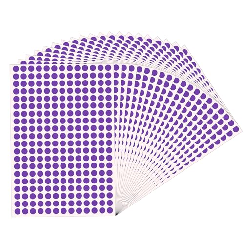 Trimming Shop 5200 Dot Sticker | 20 Pack Bunte Punkte Aufkleber, 8 mm runder Aufkleber | runde Form selbstklebende Etiketten für Farbkodierung Kalender Organisieren DIY Handwerk Geschenktüten - Lila von Trimming Shop