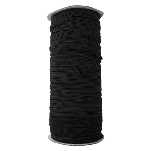 Trimming Shop 5mm breite elastische Schnur, weiches und dehnbares flaches Gummiband zum Nähen von Kleidung, Stricken, Röcken und Hosenbändern, Schwarz, 100 metres von Trimming Shop