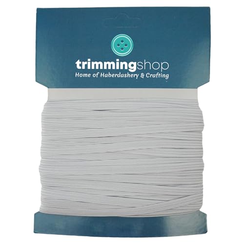 Trimming Shop 6mm Breit flaches Gummiband - weiße elastische Schnur, breite dehnbare elastische Schnur für DIY-Projekte, Nähen, Basteln, Kleidung, 3 Metres von Trimming Shop