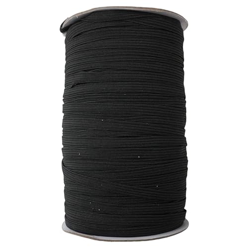 Trimming Shop 7 mm breit schwarz Elastic Band für Nähen und Handarbeiten – Spule von elastischen flach Band für Kleidung – dehnbar Schnur für Röcke und Hosen Gurtbänder, schwarz, 100 Metres von Trimming Shop