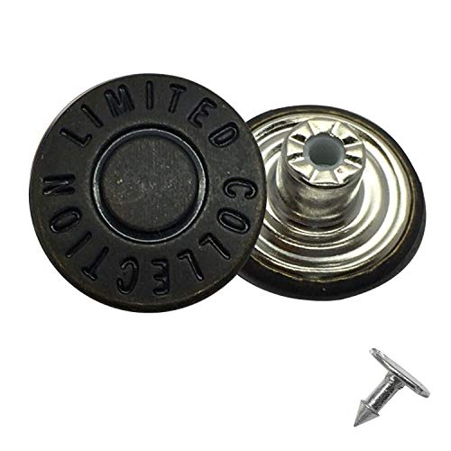 Trimming Shop 8 X Jean Nietenknöpfe 17mm Breit, Ersatz für Fehlende Knöpfe auf Jeans, Jacken, Kleidung - Design14, 17mm von Trimming Shop