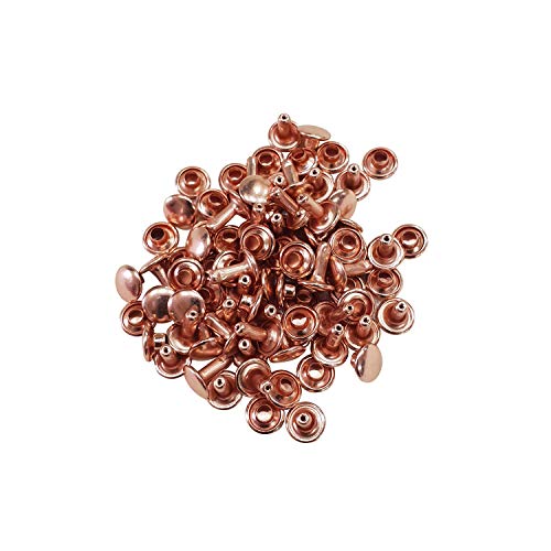 Trimming Shop Doppel Kappe Nieten Rotgold Tubular Nieten für Beutel, Riemen,Lederhandwerk,Hundehalsband, Nähen, Dekoration, Schuhe, Bekleidung Reparatur - Roségold, 4mm von Trimming Shop