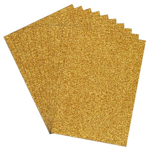 Trimming Shop Doppelseitiger A4-Glitzer-Karton, fusselfrei, 250 g/m², goldfarben, glitzernd, für Bastelprojekte, Kartenherstellung, Geschenkverpackung, Scrapbook-Dekoration, glitzernde Bastelbedarf, von Trimming Shop