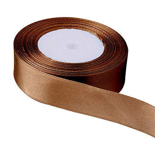 Trimming Shop Doppelseitiges Satinband aus Polyester, 25 mm x 25 Meter, für Stoff, Bastelarbeiten, Schleifen, Geschenkverpackungen, Hochzeitsdekorationen, Braun von Trimming Shop