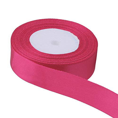 Trimming Shop Doppelseitiges Satinband aus Polyester, 25 mm x 25 m, für Stoff, Bastelarbeiten, Schleifen, Geschenkverpackungen, Hochzeits- und Heimdekorationen, Hot Pink von Trimming Shop