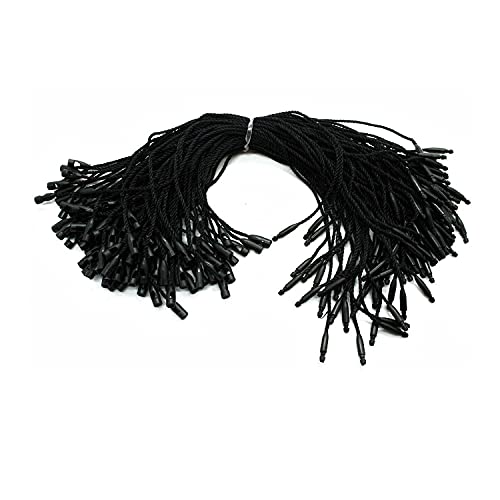 Trimming Shop Etikettband Schwarz oder Weiß, 17,8 cm, Nylonband für Etiketten – Schnappverschluss zum Anbringen von Sichterheitsetiketten und Schildchen 500pcs - Black Schwarz von Trimming Shop