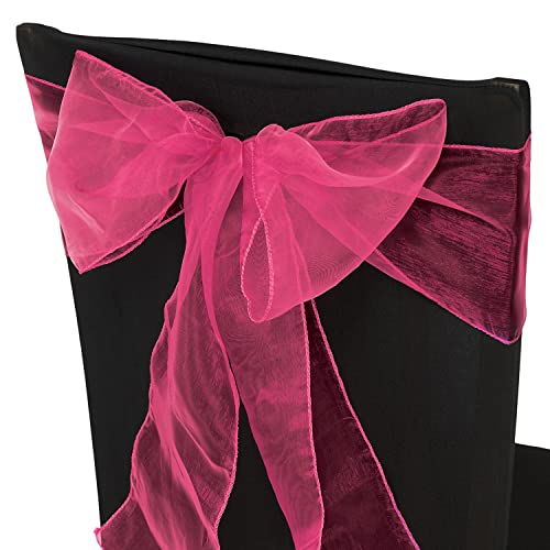 Trimming Shop Fuchsia Organza-Schärpen Stuhlhusse, volle Schleifen, Schleifenband für Hochzeit, Bankett, Party, Event-Dekoration, 17cm x 280cm, 50 Stück von Trimming Shop