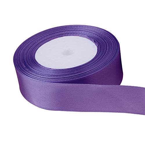 Trimming Shop Grünes Vollrollband — doppelseitig satiniert hell gefärbt — 100% Polyester — für Geschenkverpackungen, Dekorieren - maschinenwaschbar, 25mm x 25 Metres, Violett von Trimming Shop