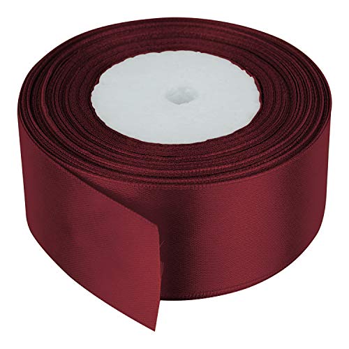 Trimming Shop Grünes Vollrollband — doppelseitig satiniert hell gefärbt — 100% Polyester — für Geschenkverpackungen, Dekorieren - maschinenwaschbar, 40mm x 25 Metres, Burgund von Trimming Shop