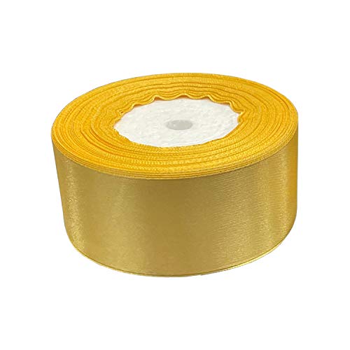 Trimming Shop Grünes Vollrollband — doppelseitig satiniert hell gefärbt — 100% Polyester — für Geschenkverpackungen, Dekorieren - maschinenwaschbar, 40mm x 25 Metres, Champagner Gold von Trimming Shop