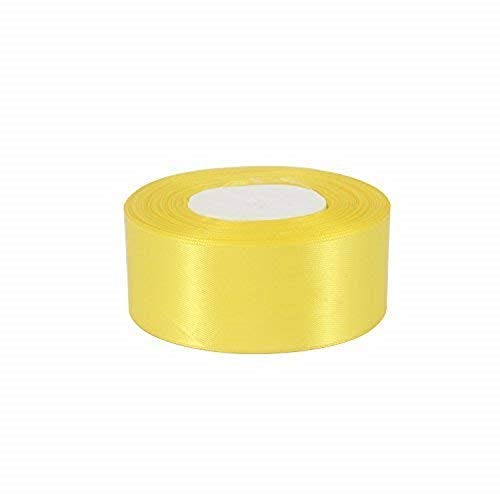 Trimming Shop Grünes Vollrollband — doppelseitig satiniert hell gefärbt — 100% Polyester — für Geschenkverpackungen, Dekorieren - maschinenwaschbar, 40mm x 25 Metres, Gelb von Trimming Shop