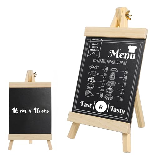 Trimming Shop Kleine Kreidetafel mit Staffelei-Ständer, Premium-MDF-Holz, löschbare und wiederverwendbare Mini-Tafel für Zuhause, Büro, Hochzeiten, Pub, Cafés und Veranstaltungen (16 cm x 16 cm, von Trimming Shop