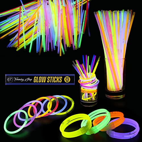 Trimming Shop Knicklichter Party Set für Kinder & Erwachsene, 25 Leuchtstäbe mit Verbinder Lang anhaltende Neon Knicklichter Halsketten, Armbänder, Halloween mitgebsel Kinder, Deko & Festival Zubehör von Trimming Shop