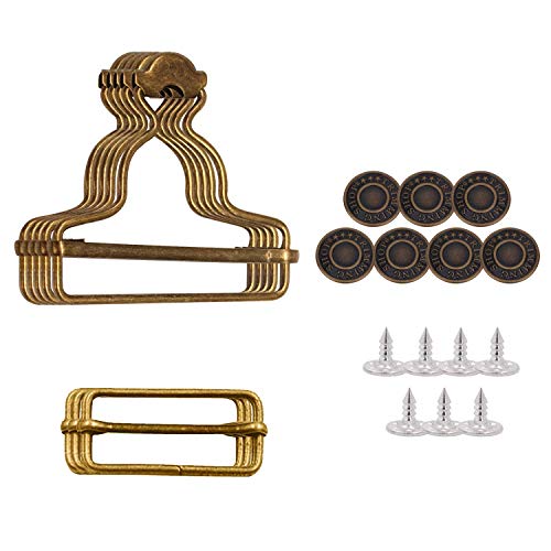 Trimming Shop Latzhosenschnallen mit rechteckigen Schieberschnallen und nahtlosen Jeansknöpfen für Hosenträger, Kinder-Overalls, Riemen, Jumpsuits, Bronze, 4-teiliges Set von Trimming Shop