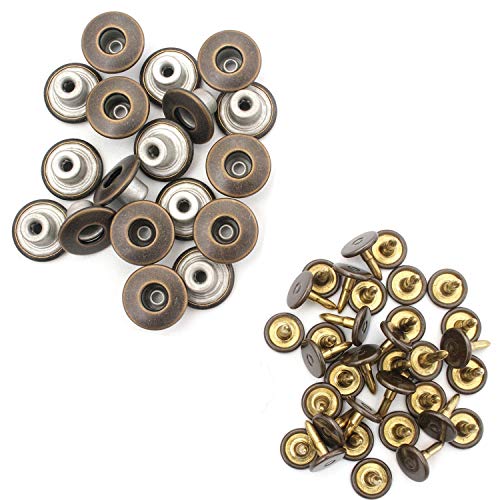 Trimming Shop Messingknöpfe, langlebige Reißzweckenverschlüsse mit Nieten auf der Rückseite, für die Reparatur von Kleidung, Denims, Jacken, Röcke, dunkle Bronze, 14 mm, 20 Stück von Trimming Shop