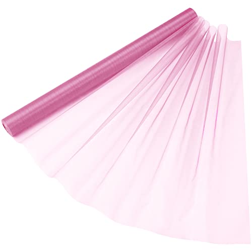 Trimming Shop Organza Roll Sheer Stoff, 15m x 70cm Tischläufer, Deko-Tuch, Tüll-Rollstoff für Stuhlbogen, Schärpe, Party Deko, DIY Handwerk, Band Floristry, Rosenrosa von Trimming Shop