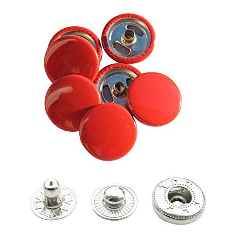 Trimming Shop Pack 4-Part Druckknöpfe Silber - 15mm Snap Feder Verschluss - Anleitung Werkzeug Anlage - für Reparatur Kleidung, Handtaschen, Auto Abzugshauben,Boot Abdeckungen, und Riemen - Rot von Trimming Shop