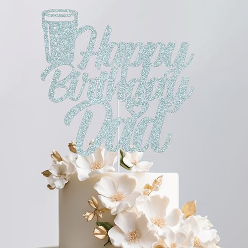 Trimming Shop Personalisierte Happy Birthday Bierkrug Glitter Cake Topper, Custom Any Name Cake Decoration for Cheers Beer Birthday Cake Pick for Celebrating Beer Theme Party Decor - Galvanisiertes von Trimming Shop