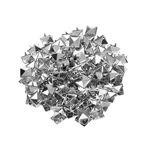 Trimming Shop Pyramide Form Nagel Kopf Nieten Quadratisch Metall Leder Nieten für Lederhandwerk, DIY Handarbeiten, Bekleidung, Beutel, Geldbörsen Verzierung (6mm,Silber,50pcs) von Trimming Shop