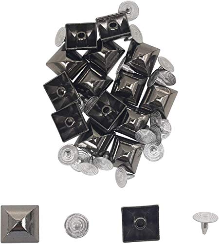 Trimming Shop Quadratische Messing Pyramidennieten mit Basis Pins Leder Nieten für DIY Handwerk, Kleidung, Taschen Dekoration, Geldbörsen Verzierung, Messing, Gunmetal Black (8mm), 8 mm von Trimming Shop