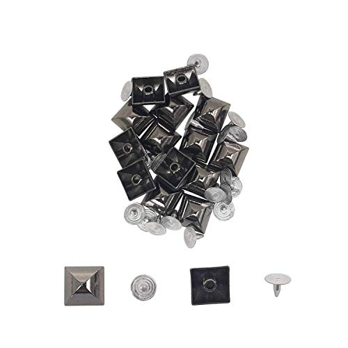 Trimming Shop Quadratische Messing Pyramidennieten mit Basis Pins Leder Nieten für DIY Handwerk, Kleidung, Taschen Dekoration, Geldbörsen Verzierung, Messing, Rotguss (12mm), 12 mm von Trimming Shop