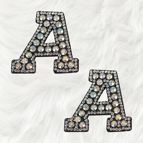 Trimming Shop Schillernder AB glitzernde Strass-Diamant-Buchstaben-Aufnäher, Alphabet "A", zum Aufbügeln oder Aufnähen, dekorative Reparatur-Applikation für Kleidung, Taschen, Rucksäcke, DIY, von Trimming Shop