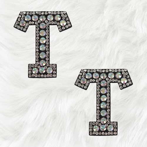 Trimming Shop Schillernder AB glitzernde Strass-Diamant-Buchstaben-Aufnäher, Alphabet "T", zum Aufbügeln oder Aufnähen, dekorative Reparatur-Applikation für Kleidung, Taschen, Rucksäcke, DIY, von Trimming Shop