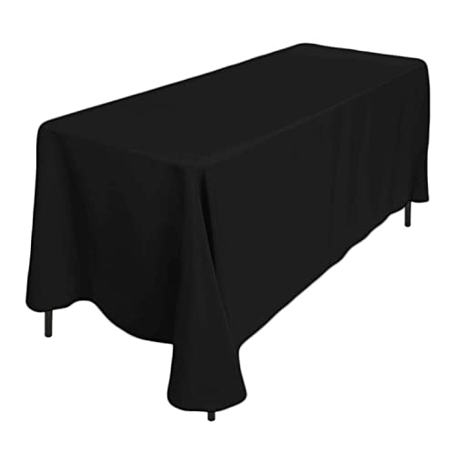 Trimming Shop Schwarz Rechteck Tischdecke aus Baumwolle-Polyester, 70" x 126" Premium Leinen Tischdecke, waschbare Stoff-Tischdecke für Hochzeiten, Bankette, Partys, Esstisch, 1pc von Trimming Shop