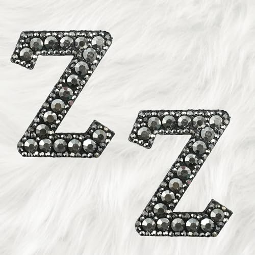 Trimming Shop Schwarze Diamant-Strass-Buchstaben-Aufnäher, Alphabet "Z", glitzernd, zum Aufbügeln oder Aufnähen, dekorative Reparatur-Applikation für Kleidung, Taschen, Rucksäcke, DIY, Kunst und von Trimming Shop