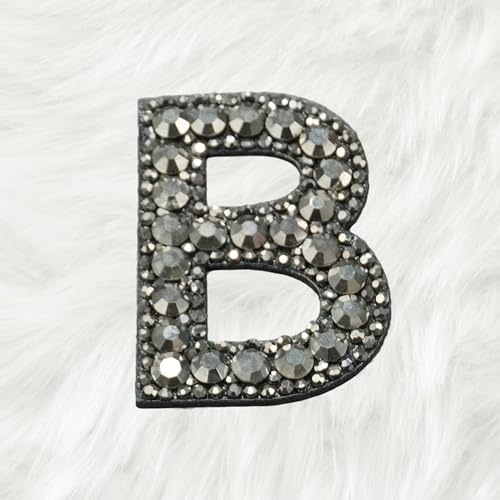 Trimming Shop Schwarzer Diamant-Strass-Buchstaben-Aufnäher mit Buchstaben "B", zum Aufbügeln oder Aufnähen, dekorative Reparatur-Applikation für Kleidung, Taschen, Rucksäcke, DIY, Kunst und Handwerk, von Trimming Shop