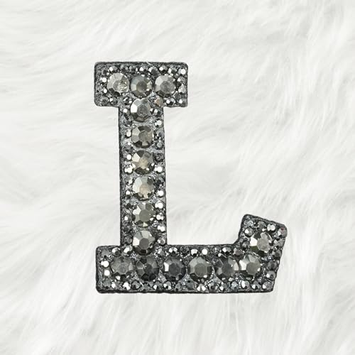 Trimming Shop Schwarzer Diamant-Strass-Buchstaben-Aufnäher mit Buchstaben "L", zum Aufbügeln oder Aufnähen, dekorative Reparatur-Applikation für Kleidung, Taschen, Rucksäcke, DIY, Kunst und Handwerk, von Trimming Shop