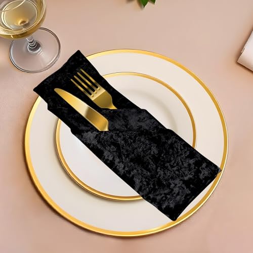 Trimming Shop Tischservietten aus Pannesamt für Zuhause, 50,8 cm, mit gesäumten Kanten für Abendessen, Hochzeit, Bankett, Party, Veranstaltungen, leicht und maschinenwaschbar, 8 Stück von Trimming Shop