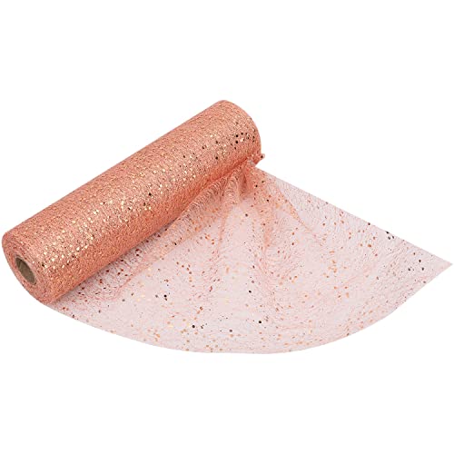 Trimming Shop Tüllstoff mit Pailletten auf Rolle und Tüll, 11 Zoll x 27 Meter, für DIY-Tutu-Rock, Hochzeitsdekoration, Weihnachtsbaum, Geschenkverpackung, Partydekoration, Roségold von Trimming Shop